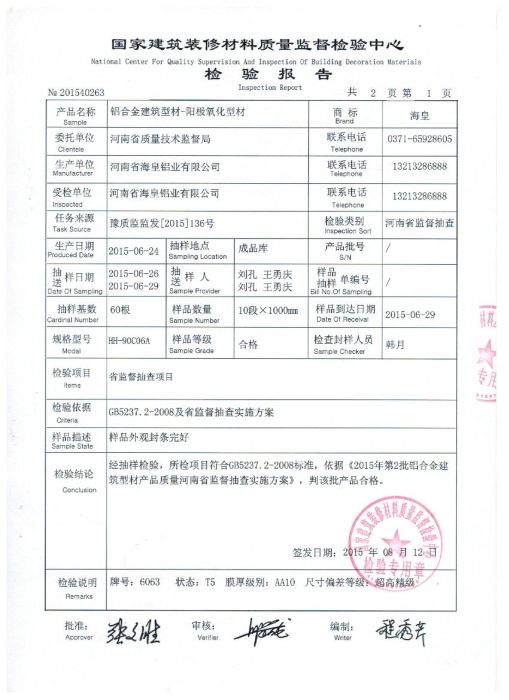 檢驗(yàn)報(bào)告